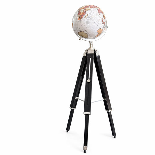 Nautikraft Antique Wooden Tripod Globe | Adjustable 58" Floor Standing Decorative World Globe | Premium Teak Wood Home & Office Decor Black