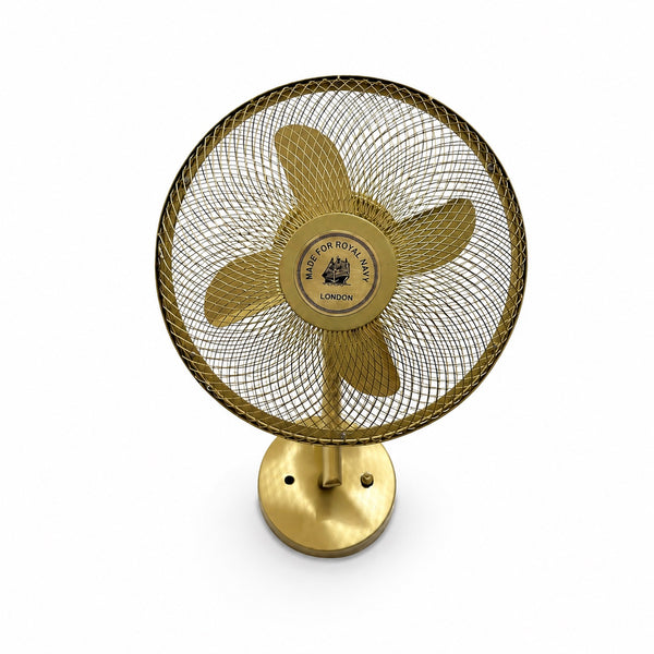 Nautikraft vintage brass wall mounted fan front view