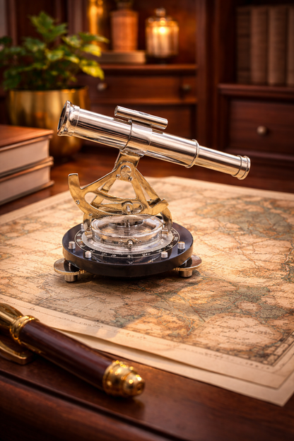Antique Brass Alidade Navigation Instrument | Vintage Nautical Décor