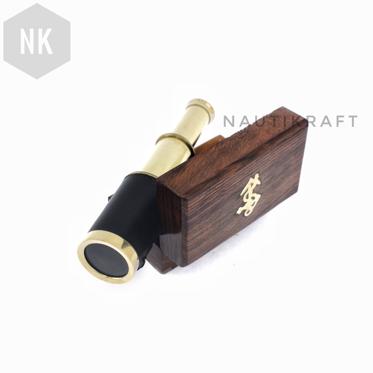 6 Inch Brass Spyglass Telescope with Wooden Storage Box – Vintage Nautical Pirate Telescope | Antique Maritime Gift & Collectible