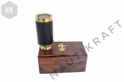 6 Inch Brass Spyglass Telescope with Wooden Storage Box – Vintage Nautical Pirate Telescope | Antique Maritime Gift & Collectible