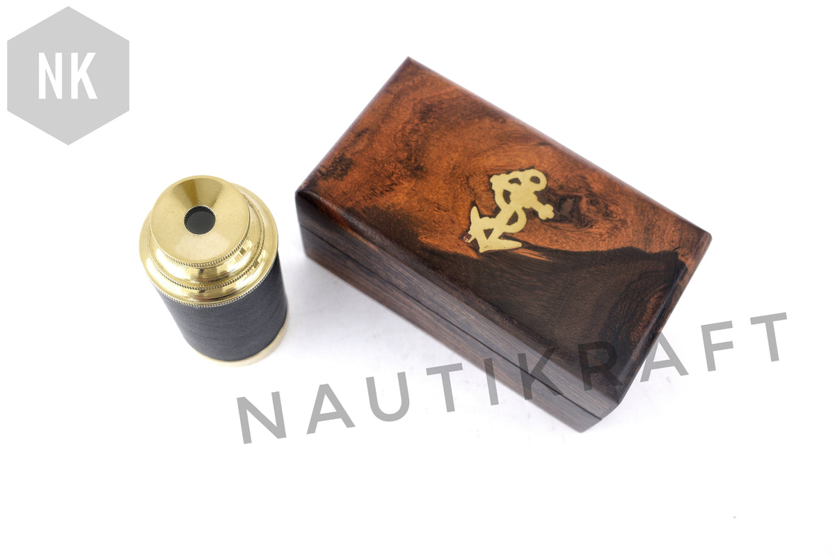 6 Inch Brass Spyglass Telescope with Wooden Storage Box – Vintage Nautical Pirate Telescope | Antique Maritime Gift & Collectible