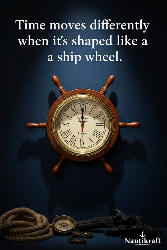 Nautical Ship Wheel Clock Ad